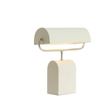 Minimalist dome shade table lamp in cream with nickel detail