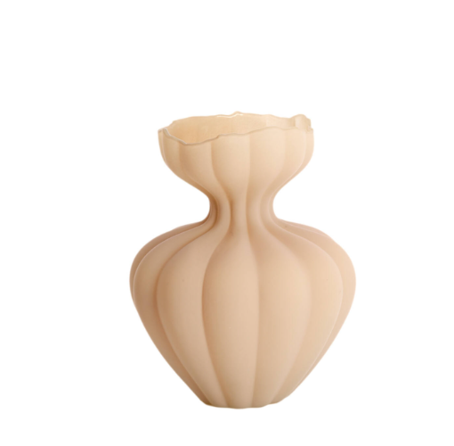 The Petal Bloom Vase is a stunning sculptural piece that brings soft elegance to any interior. Crafted from matte-finished glass in a warm beige tone, its organic silhouette mimics the gentle curves of flower petals in mid-bloom. The fluted body and wavy rim create a delicate, feminine profile—ideal as a standalone accent or for showcasing minimalist floral arrangements. A perfect blend of modern design and natural inspiration, this vase adds a touch of serene sophistication to any space.
Dimensions:
H