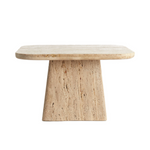 Front view of Porto travertine coffee table