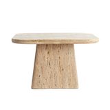 Front view of Porto travertine coffee table