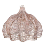 White wash rattan wave pendant lampshade with handwoven open-weave design, bohemian and coastal style light fixture
