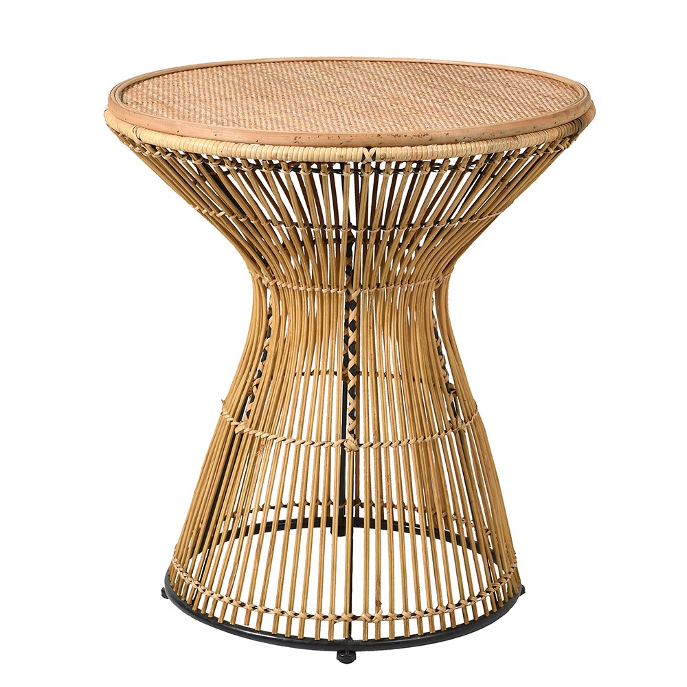 This elegant side table, crafted from natural rattan, is the perfect piece to showcase a luxurious lamp or serve as a sophisticated bedside table.
Dimensions: 
H 62cm Dia 56cm
5.54kgs