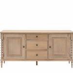 Rustic oak sideboard with bobbin legs and lime wash finish