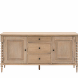 Rustic oak sideboard with bobbin legs and lime wash finish