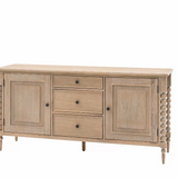 Rustic oak sideboard with bobbin legs and lime wash finish