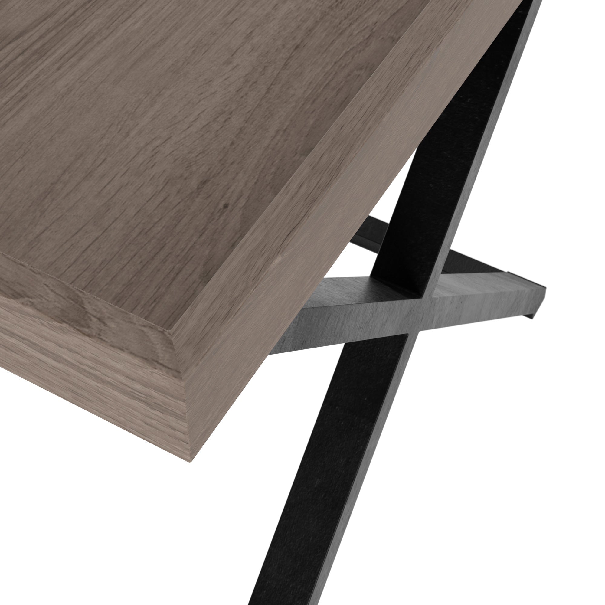 Rustic oak and metal side table for living room or bedroom WOOD DETAIL