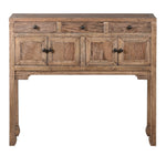 Rustic oak sideboard with black metal knobs