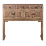 Rustic oak sideboard with black metal knobs
