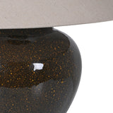 Close-up of Sahara Dusk Ceramic Lamp base with glossy speckled glaze