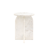 Charles Ted Modern Marble-Effect Side Table  | White