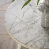 Charles Ted Modern Marble-Effect Side Table  | White