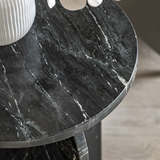 Charles Ted Modern Marble-Effect Side Table | Black