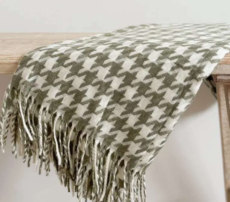 Olive Dogtooth Throw CharlesTed Home