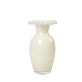 Charles Ted Elegant Ruffle-Edge Milk Glass Vase