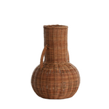 Charles Ted Harvest Handcrafted Rattan Vase with Handles – Boho Chic Decorative Accent