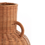 Charles Ted Alderfield Elegant Pedestal Rattan Vase with Handles – Boho & Coastal Home Décor