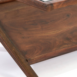 Charles Ted Yemeda Mid-Century Modern Acacia Wood Coffee Table with Glass Top – Stylish Living Room Centrepiece
