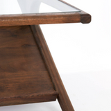 Charles Ted Yemeda Mid-Century Modern Acacia Wood Coffee Table with Glass Top – Stylish Living Room Centrepiece