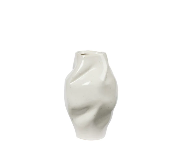 White ceramic vase on a white background