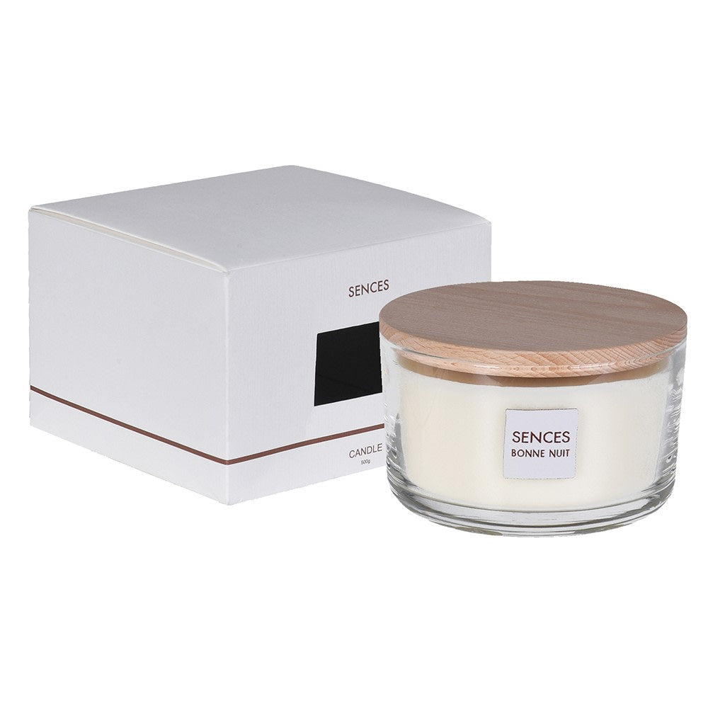 Sences Bonne Nuit Lavender Candle with wooden lid and gift box – 500g