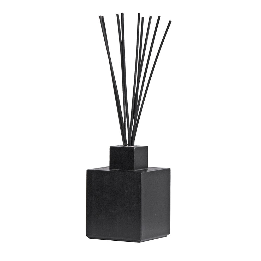Matte black square bottle orange blossom reed diffuser with long diffuser sticks