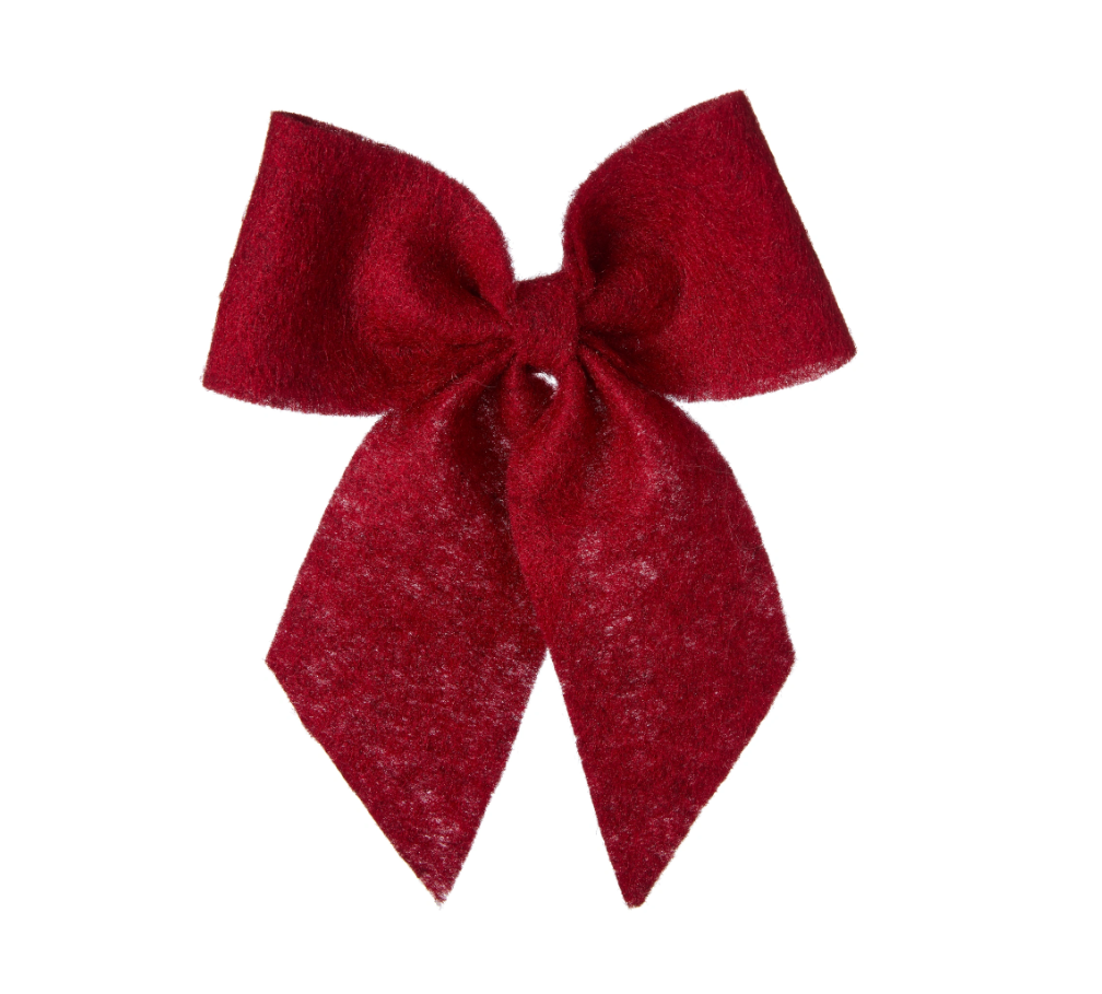 Red felt Christmas bow 16x20 cm holiday decoration