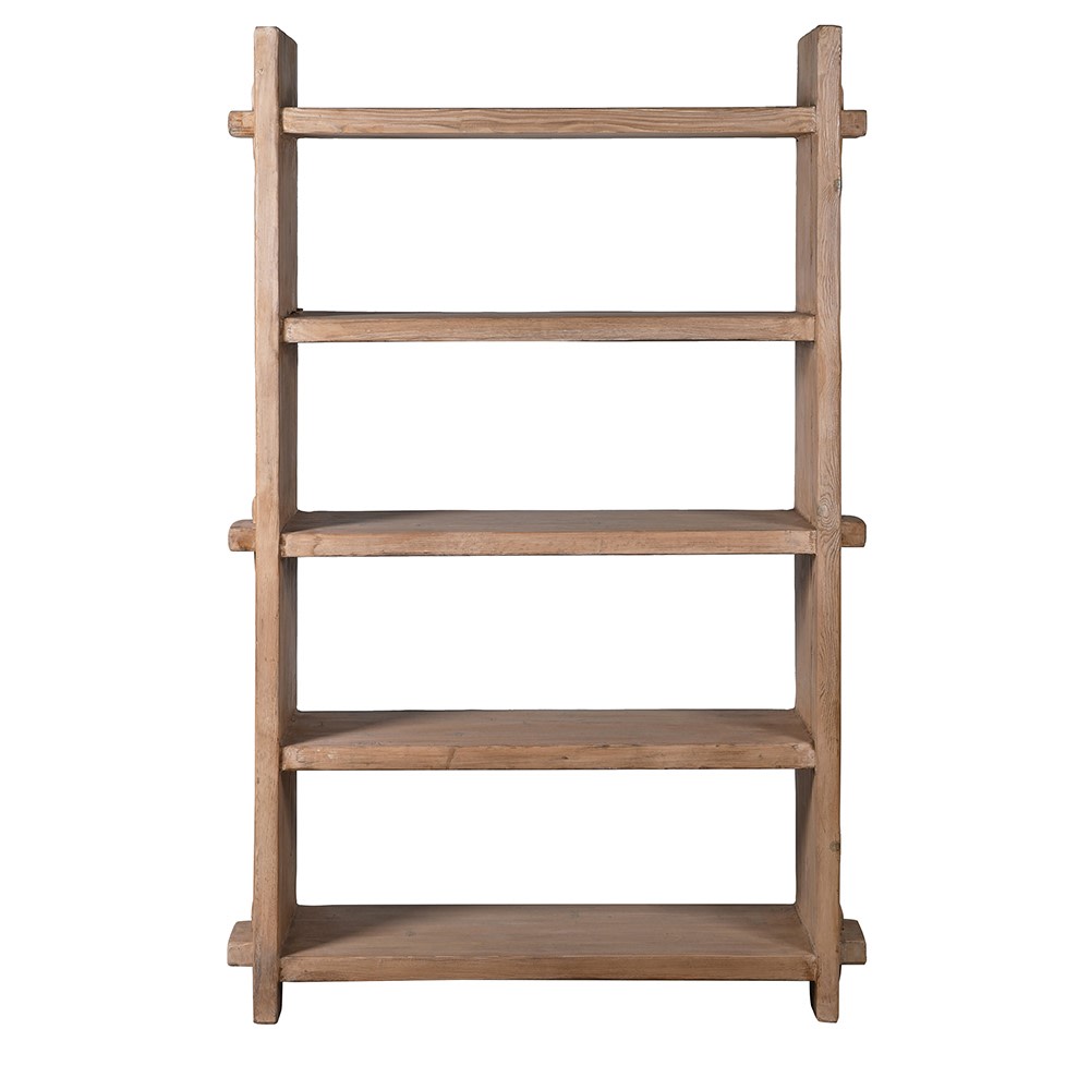 Sierra reclaimed elm wood shelf unit - front view