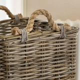 Close-up of kubu basket with strong rope handle