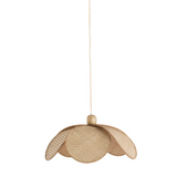 Full view of Solea Rattan Bloom Pendant Light hanging
