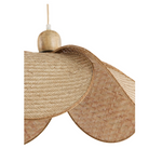 Handwoven rattan pendant light shade detail