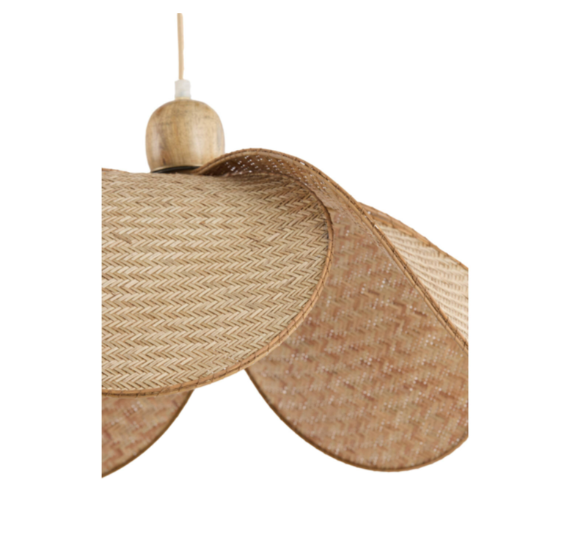 Handwoven rattan pendant light shade detail