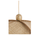 Wooden top detail of Solea Rattan Bloom Pendant Light