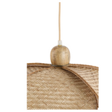 Wooden top detail of Solea Rattan Bloom Pendant Light