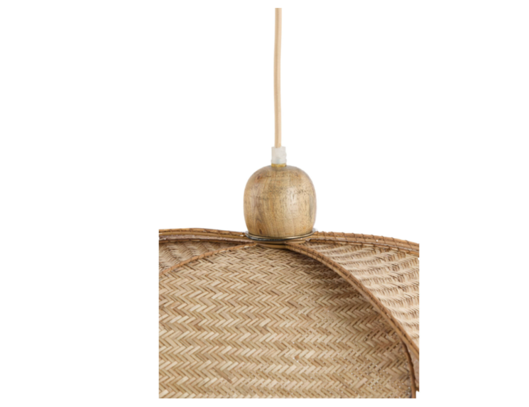 Wooden top detail of Solea Rattan Bloom Pendant Light