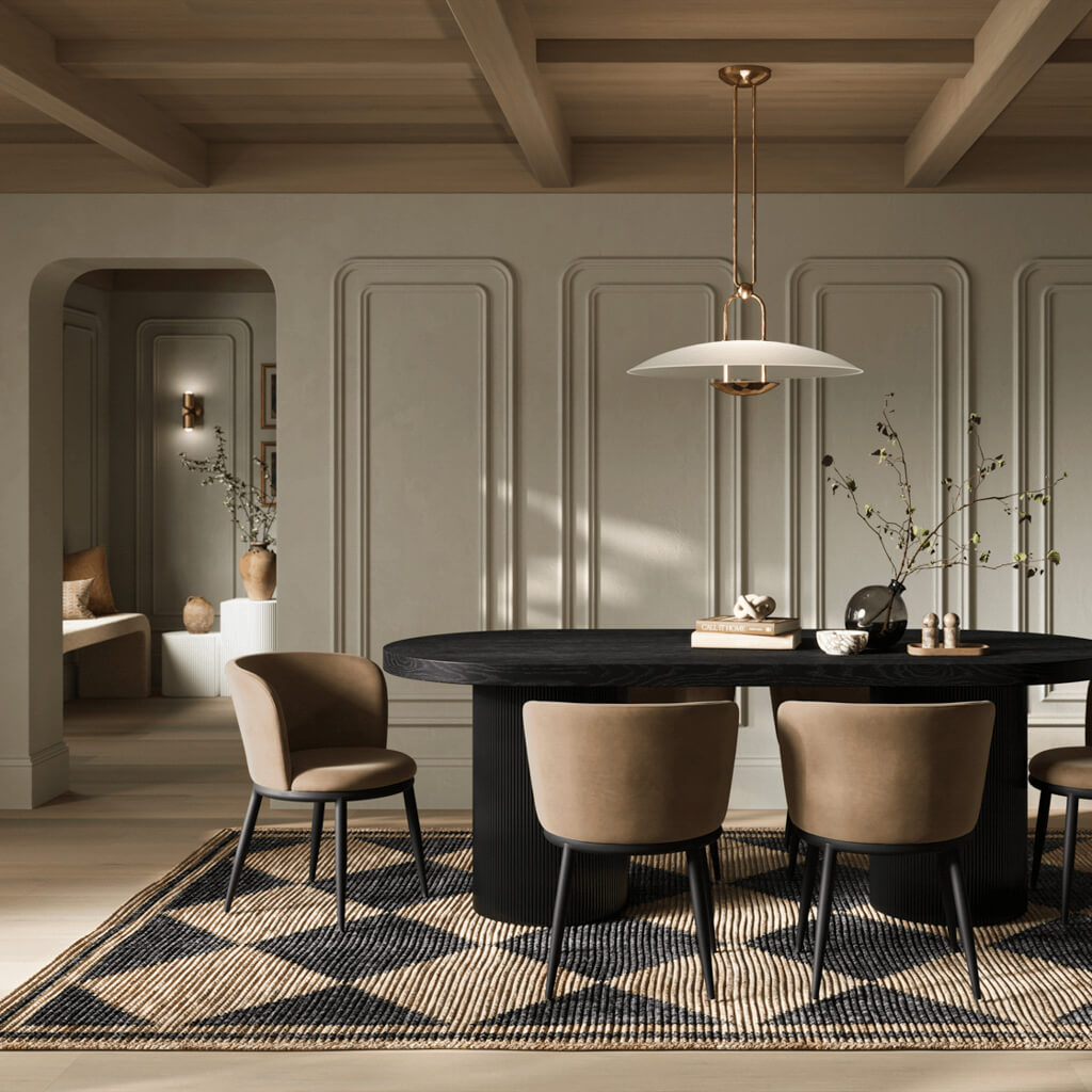 Add a touch of modern sophistication to your dining area with the Lorna Dining Chair. The black metal legs, angular yet graceful, provide a sturdy foundation while seamlessly complementing any interior aesthetic. The subtle curve of the backrest adds a touch of fluidity. Elevate your dining space with this modern masterpiece, where style meets comfort in perfect harmony.