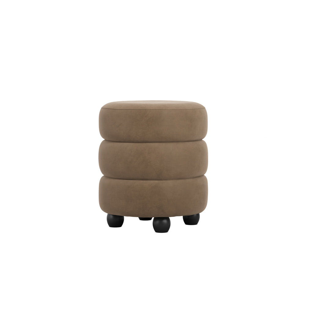 Studio CTH Macy Ottoman | Brown Velvet with Black Feet