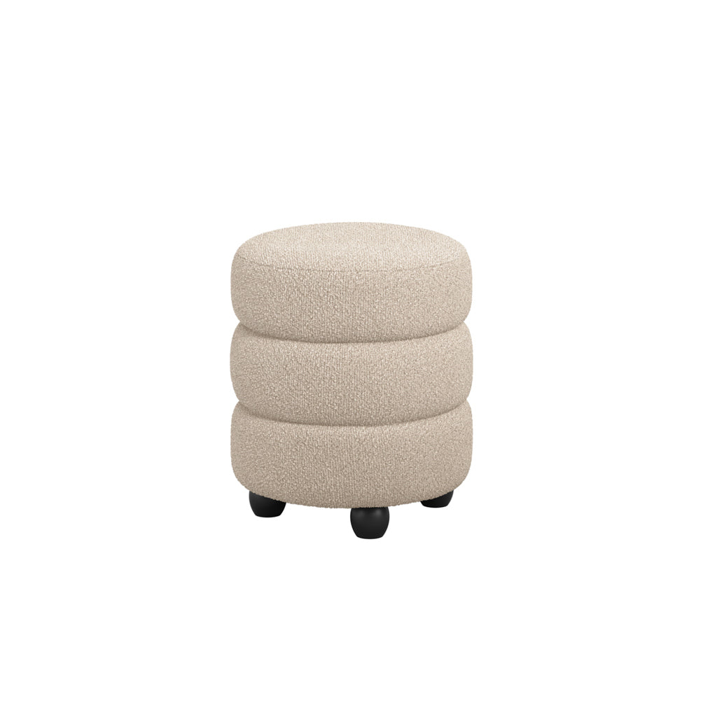 Studio CTH Macy Ottoman | Cream Boucle with Black Feet