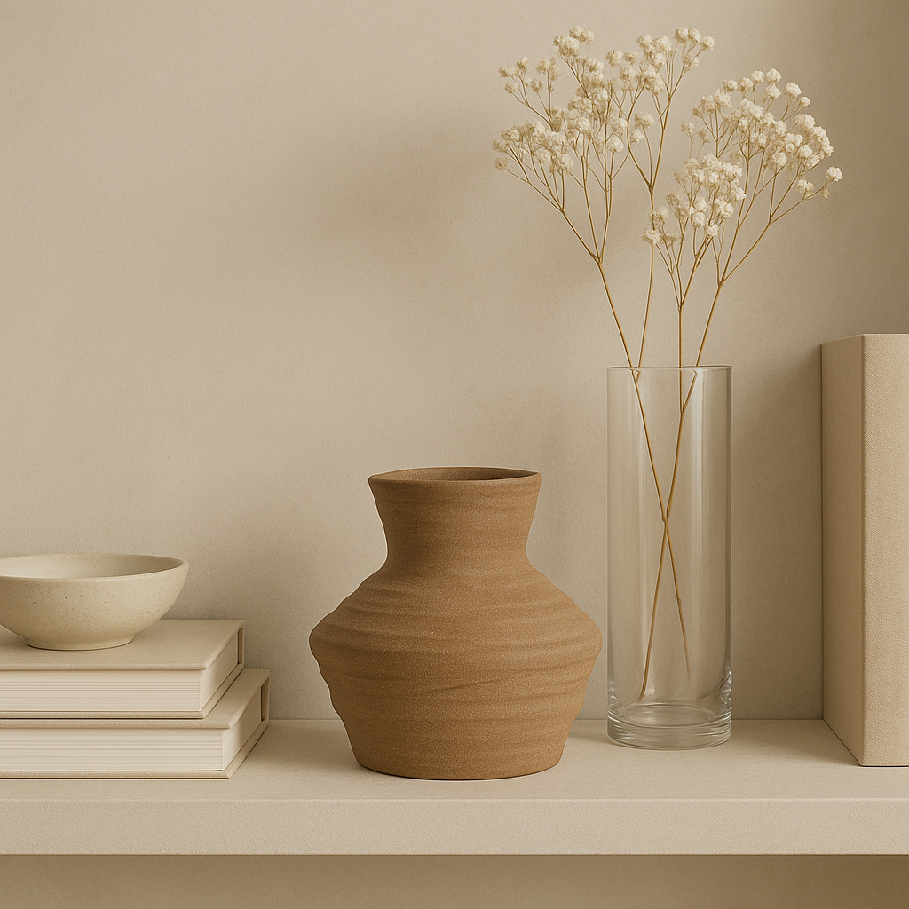 Handcrafted clay vase in rustic brown finish by Charles Ted perfect for small home décor styling