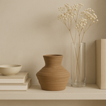 Handcrafted clay vase in rustic brown finish by Charles Ted perfect for small home décor styling