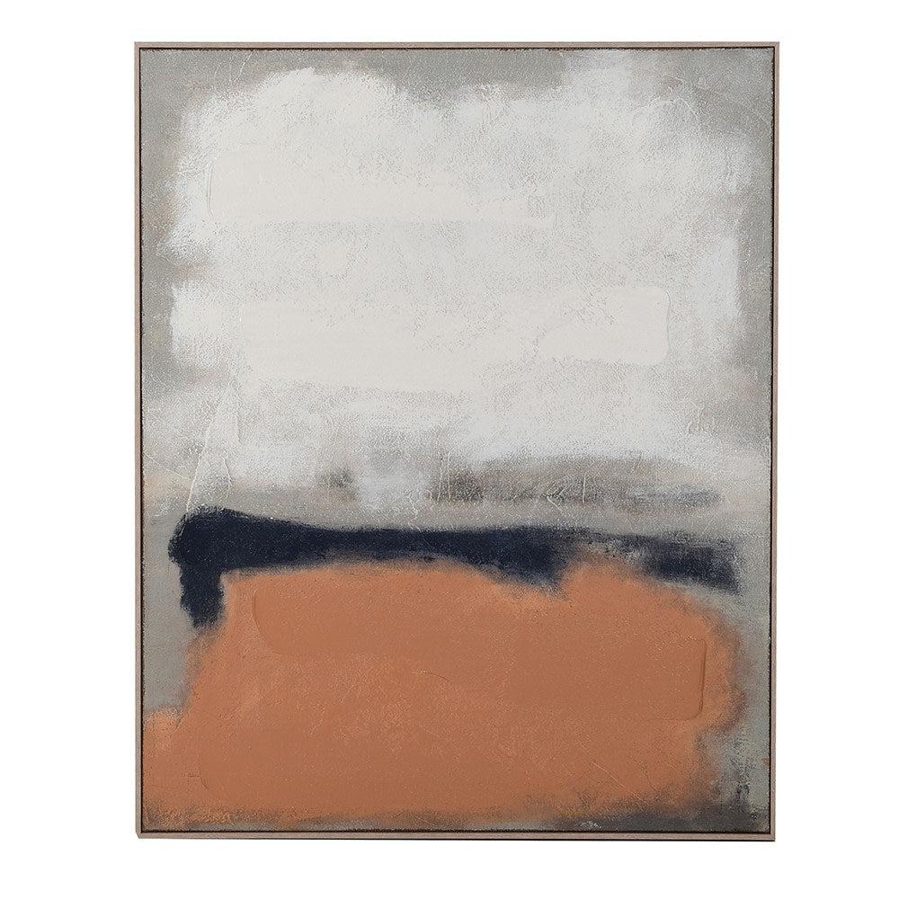 Terracotta Horizon Abstract Canvas Print – modern narrow wall art 100x80cm in earthy tones
