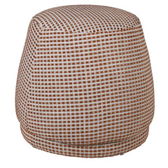 Terracotta and cream patterned upholstered footstool