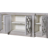 The Erin distressed mahogany sideboard with mirrored doors and lattice detailing DOORS OPEN
