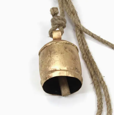 Vintage Brass Bell Cluster on Jute String