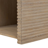 Oak Veneer Bedside with Ribbed Panels and Open Cubby Hole