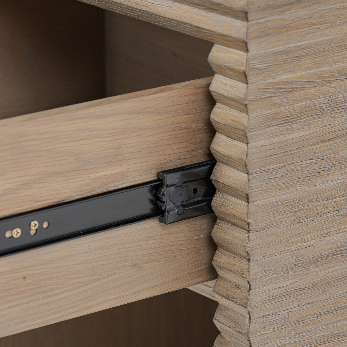 Charles Ted Wenlock Ribbed Oak Bedside Table with Drawer on runners