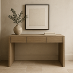 Charles Ted Wenlock Ribbed Oak Desk with Three Push-Close Drawers