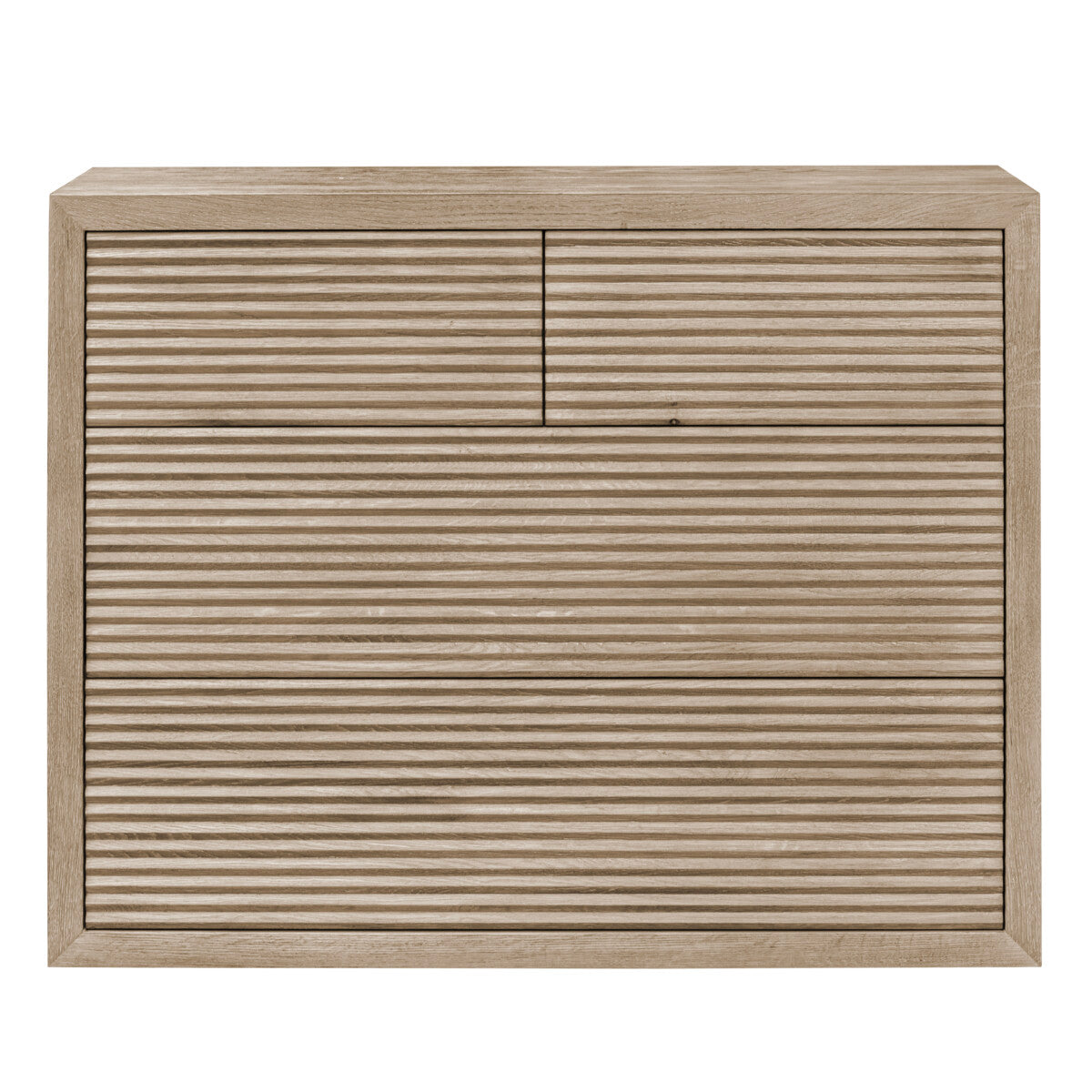 Charles Ted Ribbed Oak Veneer Chest in Natural Finish