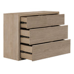 Modern Ribbed Oak Chest of Drawers with Push-Close Function