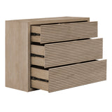 Modern Ribbed Oak Chest of Drawers with Push-Close Function