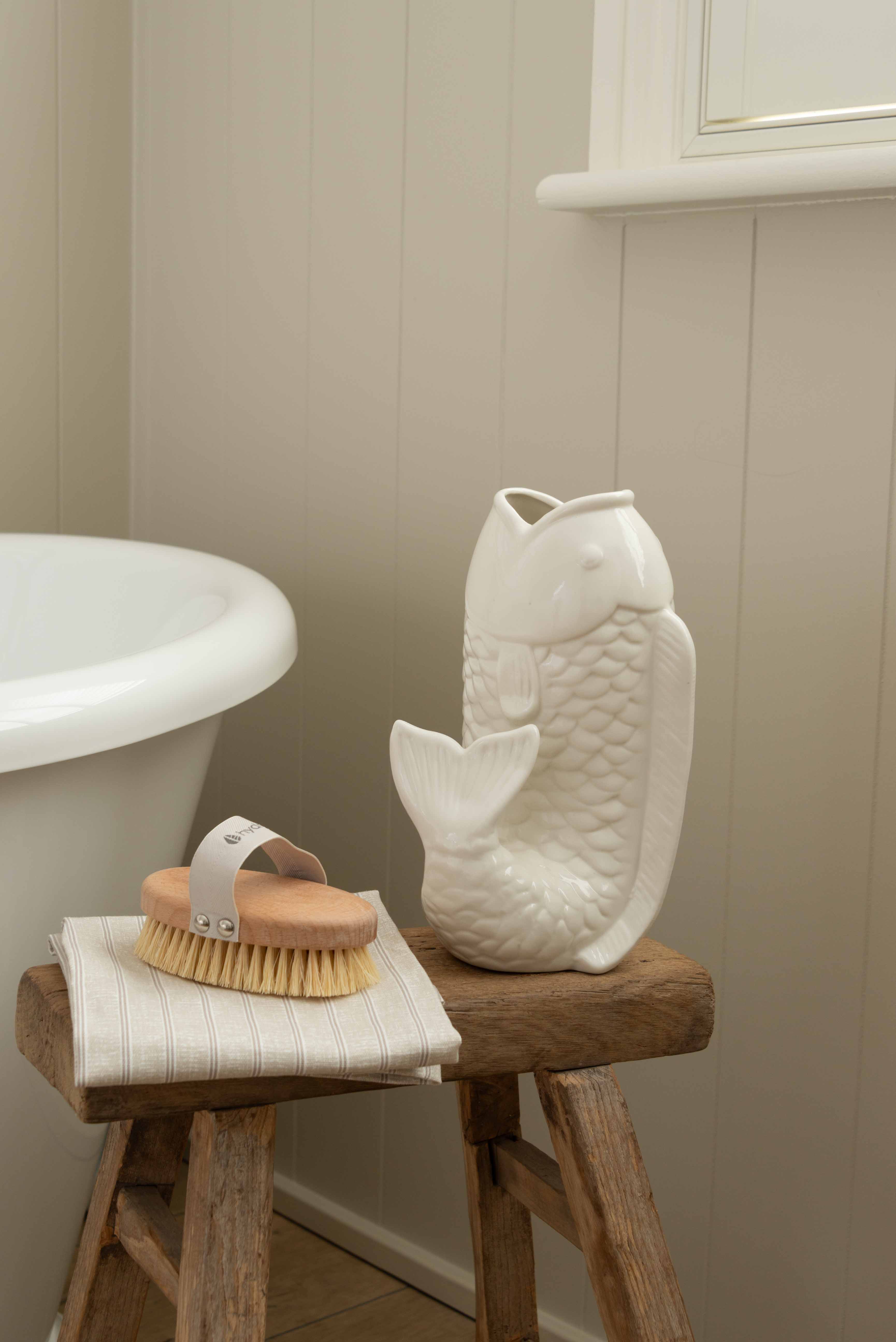 White Decorative Ceramic Fish Vase